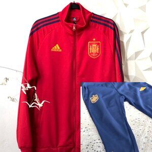 Adidas Spain National Team RFEF Tracksuit Set Red Jacket Navy Pants Soccer